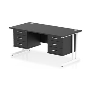 Impulse 1600x800 Desk Black/White Cantilever Leg 2x3 Drawer Fixed Ped Impulse 1600x800 Desk Black/White Cantilever Leg 2x3 Drawer Fixed Ped