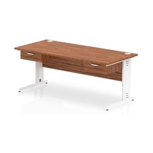 Impulse 1800x800 Desk Walnut/White Cable Managed 2x1 Drawer Fixed Peds Impulse 1800x800 Desk Walnut/White Cable Managed 2x1 Drawer Fixed Peds