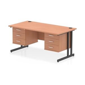 Impulse 1600x800 Desk Beech/Black Cantilever Leg 2x3 Drawer Fixed Ped Impulse 1600x800 Desk Beech/Black Cantilever Leg 2x3 Drawer Fixed Ped