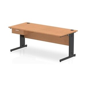 Impulse 1800x800 Desk Oak/Black Cable Managed Leg 1x1 Drawer Fixed Ped Impulse 1800x800 Desk Oak/Black Cable Managed Leg 1x1 Drawer Fixed Ped
