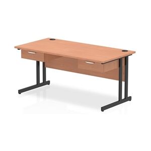 Impulse 1600x800 Desk Beech/Black Cantilever Leg 2x1 Drawer Fixed Ped Impulse 1600x800 Desk Beech/Black Cantilever Leg 2x1 Drawer Fixed Ped