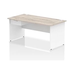 Impulse 1600x800 Desk Grey Oak/White Panel End 1x1 Drawer Fixed Ped Impulse 1600x800 Desk Grey Oak/White Panel End 1x1 Drawer Fixed Ped