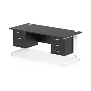 Impulse 1800x800 Desk Black/White Cable Managed 2 & 3 Drawer Fixed Ped Impulse 1800x800 Desk Black/White Cable Managed 2 & 3 Drawer Fixed Ped