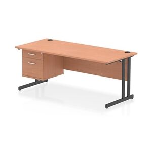 Impulse 1800x800 Desk Beech/Black Cantilever Leg 1x2 Drawer Fixed Ped Impulse 1800x800 Desk Beech/Black Cantilever Leg 1x2 Drawer Fixed Ped