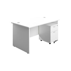 Unbranded 1400X800 Panel Rectangular Desk White + 2 Drawer Ped Unbranded 1400X800 Panel Rectangular Desk White + 2 Drawer Ped