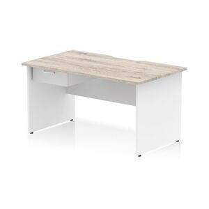 Impulse 1400 x 800mm Scalloped Desk Grey Oak White Panel End + 1D Ped Impulse 1400 x 800mm Scalloped Desk Grey Oak White Panel End + 1D Ped