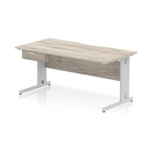 Impulse 1600 x 800 Scalloped Desk Grey Oak Silver Cable Managed 1D Ped Impulse 1600 x 800 Scalloped Desk Grey Oak Silver Cable Managed 1D Ped