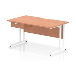 Impulse 1400 x 800mm Scalloped Desk Beech White Cantilever + 1D Ped Impulse 1400 x 800mm Scalloped Desk Beech White Cantilever + 1D Ped