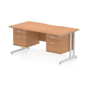 Impulse 1600 x 800mm Scalloped Desk Oak Silver Cantilever Leg 2x2D Ped Impulse 1600 x 800mm Scalloped Desk Oak Silver Cantilever Leg 2x2D Ped