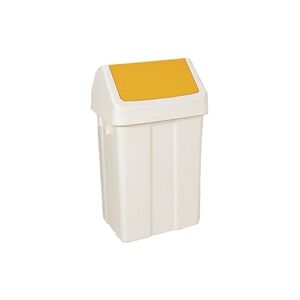 VFM Plastic Swing Top Bin 50 L White Yellow Lid - Waste Bin VFM Plastic Swing Top Bin 50 L White Yellow Lid - Waste Bin