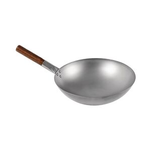 London Wok 330mm - Round bottom Wok, Mild Steel, Silver - Wok London Wok 330mm - Round bottom Wok, Mild Steel, Silver - Wok