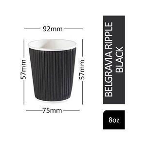 Belgravia 8oz Triple Walled Black Ripple Paper Cups 25's - PACK (20) Belgravia 8oz Triple Walled Black Ripple Paper Cups 25's - PACK (20)