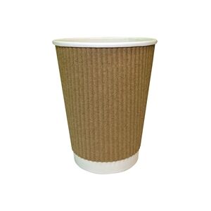 Unbranded Cup 12oz Kraft Ripple (Pack of 500) NU903002 Unbranded Cup 12oz Kraft Ripple (Pack of 500) NU903002