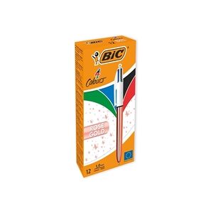 Bic 4 Colours Retractable Ballpoint Pen Rose Gold (Pack of 12) 951737 Bic 4 Colours Retractable Ballpoint Pen Rose Gold (Pack of 12) 951737