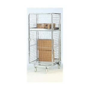 GPC A' Type Nestable Roll Container; Mesh Sides with Shelf; 500kg; Silver GPC A' Type Nestable Roll Container; Mesh Sides with Shelf; 500kg; Silver