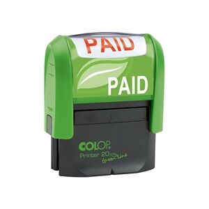 COLOP Green Line Word Stamp PAID Red COLOP Green Line Word Stamp PAID Red
