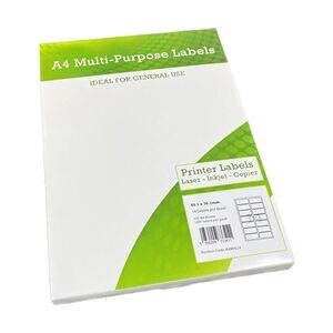 Alpa-Cartridge A4 Multip Labels 14 Per Sheet 99.1x38.1mm White100 Alpa-Cartridge A4 Multip Labels 14 Per Sheet 99.1x38.1mm White100