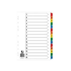 Q-Connect Index 1-15 Board Reinforced Multicoloured (10 Pack) KF01520Q Q-Connect Index 1-15 Board Reinforced Multicoloured (10 Pack) KF01520Q