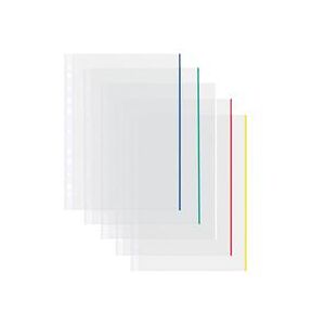 Unbranded Coloured Edge Punched Pockets A4 (100 Pack) Unbranded Coloured Edge Punched Pockets A4 (100 Pack)