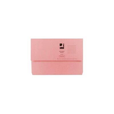 Q-Connect Document Wallet Foolscap Pink (Pack of 50) Ref KF23015 Q-Connect Document Wallet Foolscap Pink (Pack of 50) Ref KF23015