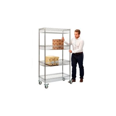 GPC Wire Mesh Trolley; 4 Height Adjustable Shelves; Swivel Castors; Silver GPC Wire Mesh Trolley; 4 Height Adjustable Shelves; Swivel Castors; Silver