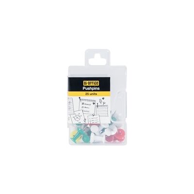 Bi-Office Push Pins Assorted Colours (Pack of 25) PI0523 Bi-Office Push Pins Assorted Colours (Pack of 25) PI0523