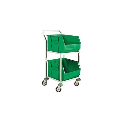 Unbranded Green Mobile Storage Trolley c/w 2 Bins Unbranded Green Mobile Storage Trolley c/w 2 Bins