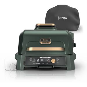 Ninja Woodfire Pro Connect XL Electric BBQ Grill & Smoker with Cover in Green/Gold OG901UKGN2 by SharkNinja Ninja Woodfire Pro Connect XL Electric BBQ Grill & Smoker with Cover in Green/Gold OG901UKGN2 by SharkNinja