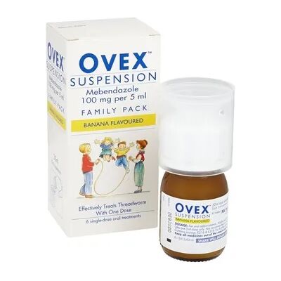 Ovex Banana Flavoured Family Pack 6 x 5ml - Threadworm Treatment Ovex Banana Flavoured Family Pack 6 x 5ml - Threadworm Treatment
