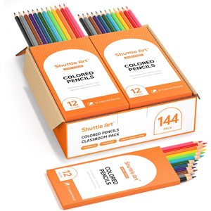 Branded Shuttle Art 144 Pack Colouring Pencils Bulk, 12 Colours Pack Of 12 Sharpened Col Branded Shuttle Art 144 Pack Colouring Pencils Bulk, 12 Colours Pack Of 12 Sharpened Col