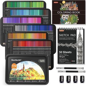 Shuttle Art 174 Colours Professional Colouring Pencils, Soft Core Coloured Penc Shuttle Art 174 Colours Professional Colouring Pencils, Soft Core Coloured Penc