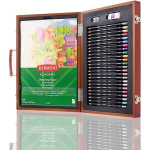 Derwent Academy Trend Colour Wooden Gift Box, 27 Piece Art Set With Colouring P Derwent Academy Trend Colour Wooden Gift Box, 27 Piece Art Set With Colouring P