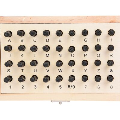 ﹢36pcs 4mm Steel Letter & Number Punch Set Alphabet Stamp Die Wooden Box Case ﹢36pcs 4mm Steel Letter & Number Punch Set Alphabet Stamp Die Wooden Box Case