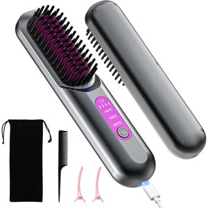 Care+ Negative Ion Hair Straightener Brush, 5000mah Portable Heated Straightening Comb Care+ Negative Ion Hair Straightener Brush, 5000mah Portable Heated Straightening Comb