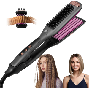 Does Not Apply Hair Crimping Iron With Straightener Brush, Negative Ionic Hair Crimper For Wome Does Not Apply Hair Crimping Iron With Straightener Brush, Negative Ionic Hair Crimper For Wome