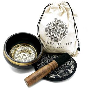 Aw Hand Beaten & Engraved Singing Bowl Gift Set - 14cm - Flower Of Life Aw Hand Beaten & Engraved Singing Bowl Gift Set - 14cm - Flower Of Life