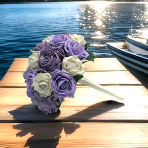 Shimmer-Hj Bridal Wedding Bouquet In Ice Lilac And Ivory Roses, Peonies And Pearls Diamante Shimmer-Hj Bridal Wedding Bouquet In Ice Lilac And Ivory Roses, Peonies And Pearls Diamante