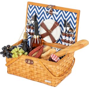 Livivo 4 Person Picnic Hamper Traditional Woven Wicker Willow Basket Luxury Camp Livivo 4 Person Picnic Hamper Traditional Woven Wicker Willow Basket Luxury Camp