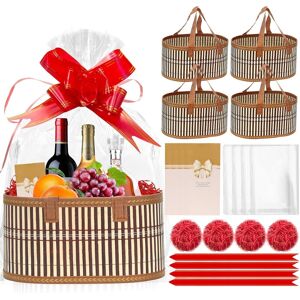 Canddy 4pcs Empty Hamper Basket Gift Baskets Empty Woven Bamboo Gift Basket With 4 Bag Canddy 4pcs Empty Hamper Basket Gift Baskets Empty Woven Bamboo Gift Basket With 4 Bag