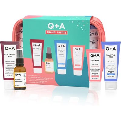 Q+a Travel Treats Gift Set, 4-Piece Skincare & Bodycare Minis With Travel Bag, Q+a Travel Treats Gift Set, 4-Piece Skincare & Bodycare Minis With Travel Bag,