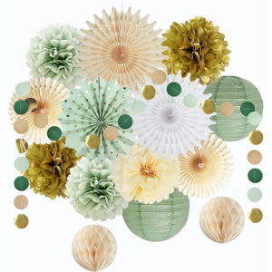 Does Not Apply Sage Green And Gold Party Decorations - Paper Pom Poms, Lanterns, Circle Dots Ha Does Not Apply Sage Green And Gold Party Decorations - Paper Pom Poms, Lanterns, Circle Dots Ha