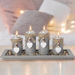 Gomaihe Candle Holder Set Of 4 With Wodden Tray, Tealight Holders Candlestick Gomaihe Candle Holder Set Of 4 With Wodden Tray, Tealight Holders Candlestick