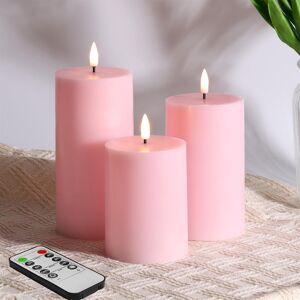 eywamage Eywamage Pink Flameless Led Pillar Candles With Remote, Flickering Battery Wax eywamage Eywamage Pink Flameless Led Pillar Candles With Remote, Flickering Battery Wax