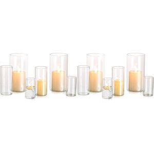 Glasseam Hurricane Candle Holder Glass Cylinder: Set Of 4 (12pcs) Flower Vase For Tea Li Glasseam Hurricane Candle Holder Glass Cylinder: Set Of 4 (12pcs) Flower Vase For Tea Li