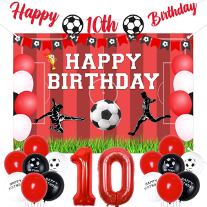Does Not Apply 10th Football Birthday Decorations Red For Boys Girls, Glitter Happy 10th Birthd Does Not Apply 10th Football Birthday Decorations Red For Boys Girls, Glitter Happy 10th Birthd