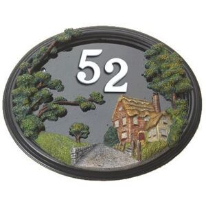 Black Country Metal Works Hand Painted Finish Cottage Design House Number Sign Black Country Metal Works Hand Painted Finish Cottage Design House Number Sign