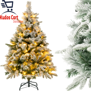 Does Not Apply Pre-Lit Snow Flocked 6ft Christmas Tree Metal Stand Xmas Warm-White Led Lights Does Not Apply Pre-Lit Snow Flocked 6ft Christmas Tree Metal Stand Xmas Warm-White Led Lights