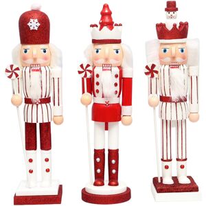 Shatchi 3 Candy Cane Nutcrackers Christmas Wooden Ornament Figurine 38cm Xmas Home Decor Shatchi 3 Candy Cane Nutcrackers Christmas Wooden Ornament Figurine 38cm Xmas Home Decor