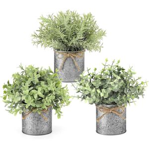Mkono Mini Fake Plants In Farmhouse Galvanized Metal Pots Table Centerpiece Rust Mkono Mini Fake Plants In Farmhouse Galvanized Metal Pots Table Centerpiece Rust