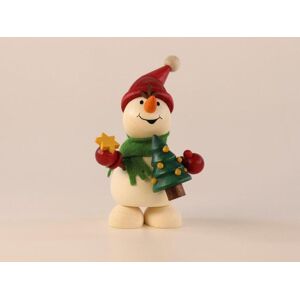 Kunsthandwerk Ullrich Snowman with Tree - Christmas Figurine, 10cm, Wooden Kunsthandwerk Ullrich Snowman with Tree - Christmas Figurine, 10cm, Wooden